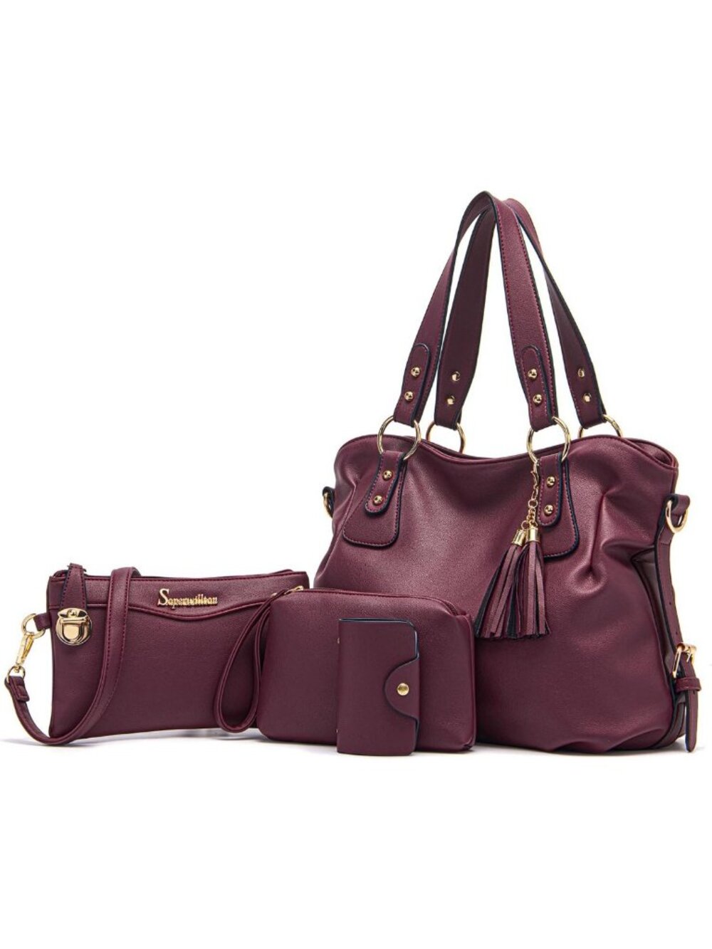 Chic Women's 4-Piece Hobo Tote Purse Set | Stylish Shoulder Bag & Handbag Combo